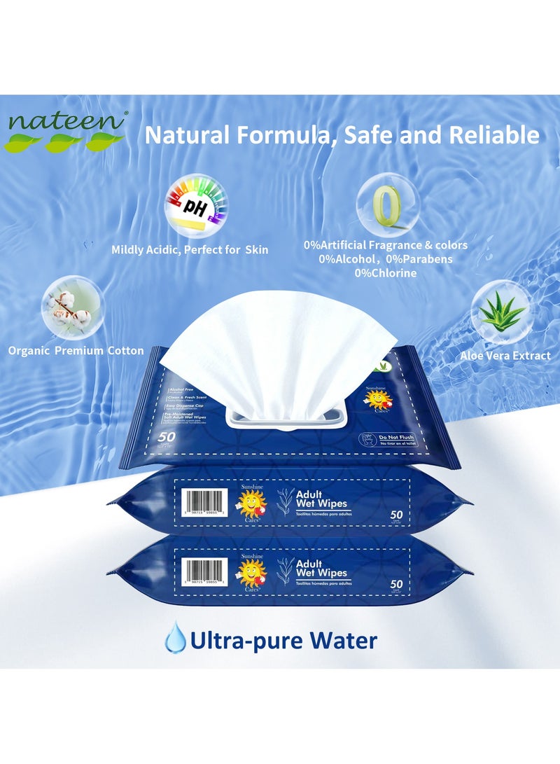 Nateen Multi Purpose Wipes,Pure Water Universal Wipes,40s x 12 Packs (480 Wipes),Big Size Wet Wipes for All Purpose Cleaning,Aleo vera & Jasmine Lotion for Sensitive Skin. - Image 3